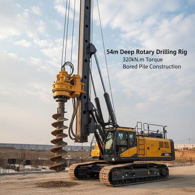 深さ54mのロータリー掘削リグ、トルク320kN.m、掘削直径2500mmのボーリングパイル建設用